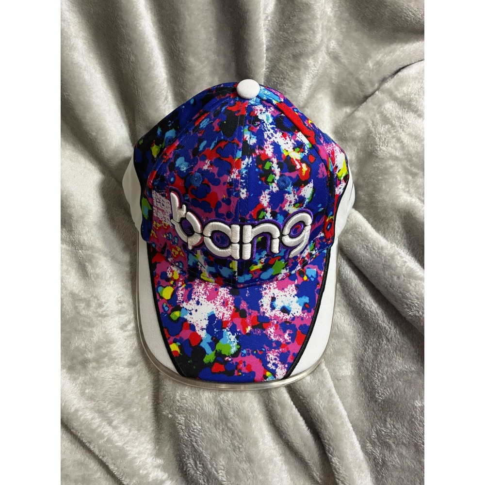 Bang Energy Multi-Color Paint Splatter Snapback Hat Light Up Brim Blue Pink